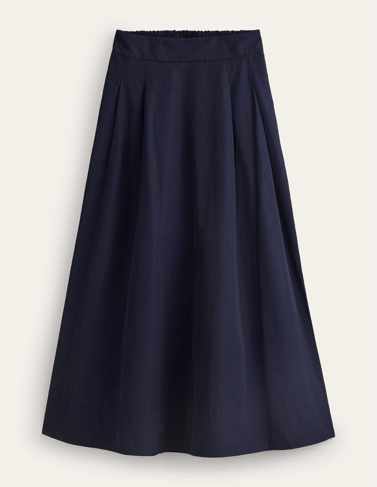 Taffeta Pull-on Midi Skirt-Navy-7