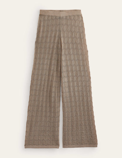 Knitted Beach Trousers-Metallic Stone