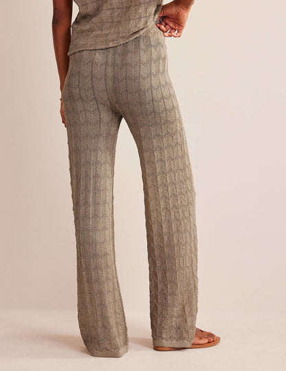 Knitted Beach Trousers-Metallic Stone