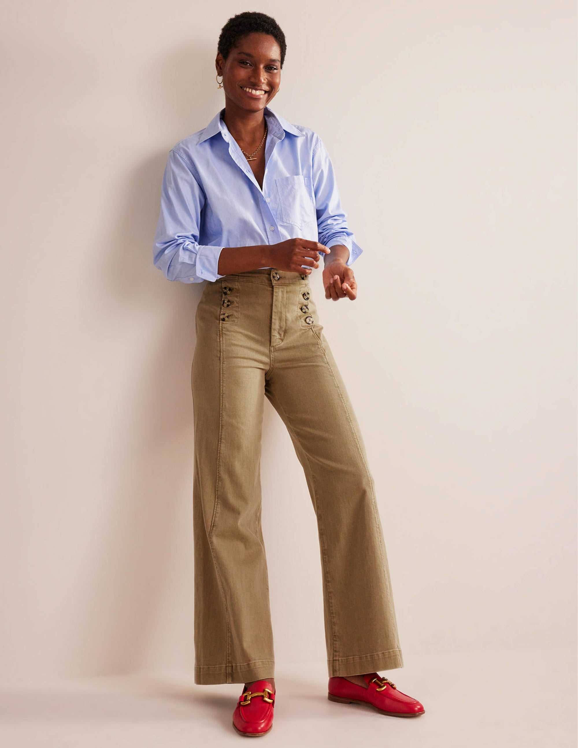 Sailor Wide Leg Trousers-Wheat - Image 1