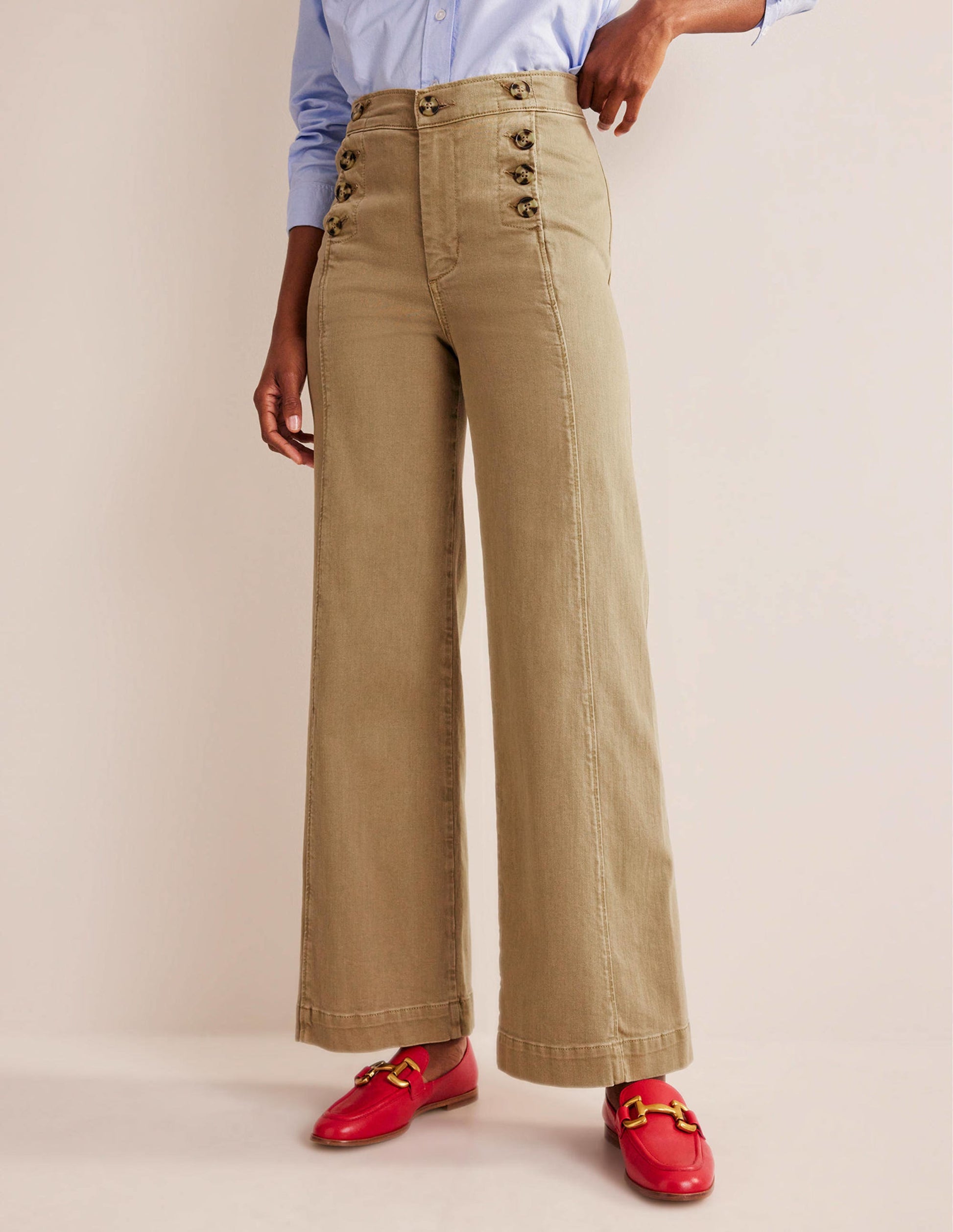 Sailor Wide Leg Trousers-Wheat-4