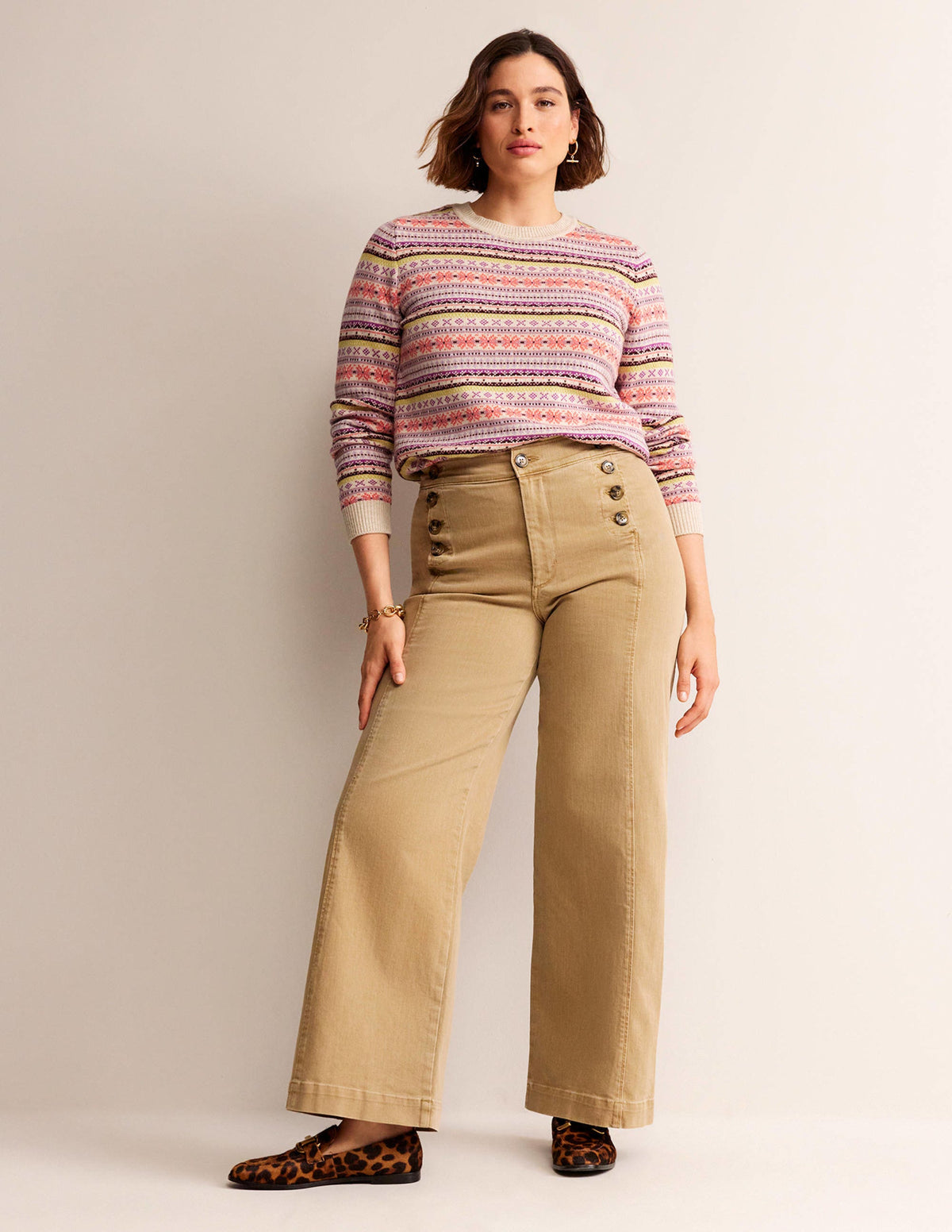 Sailor Wide Leg Trousers-Wheat - Image 6