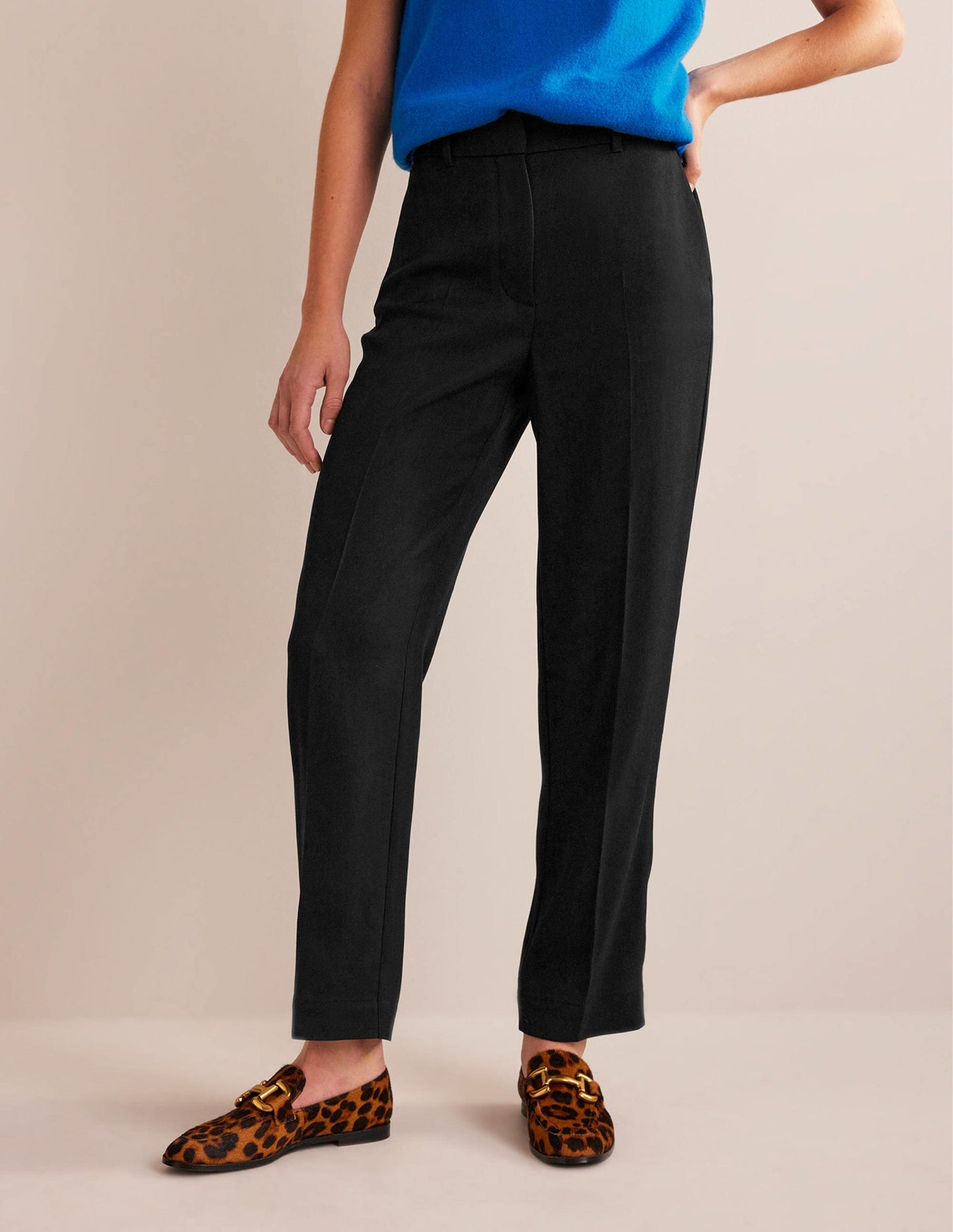 Tailored Tapered Trousers-Black