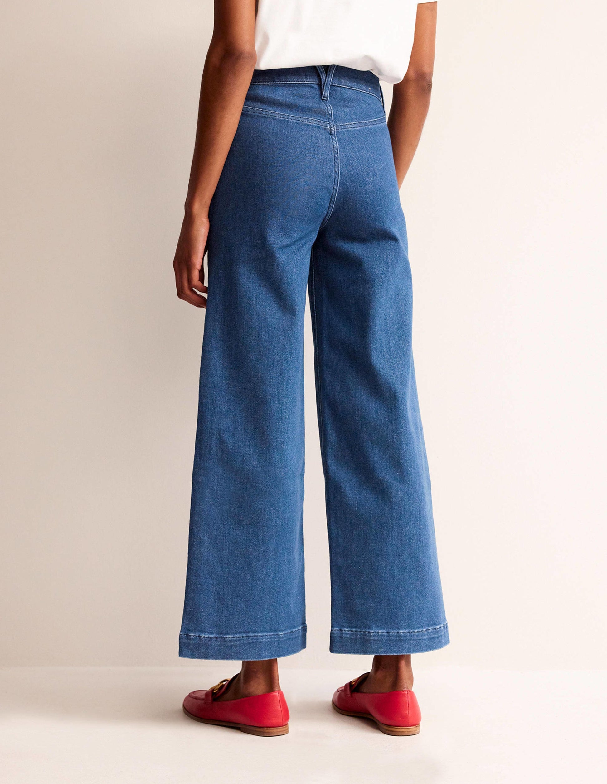 Wide Leg Seam Jeans-Vintage Blue-3