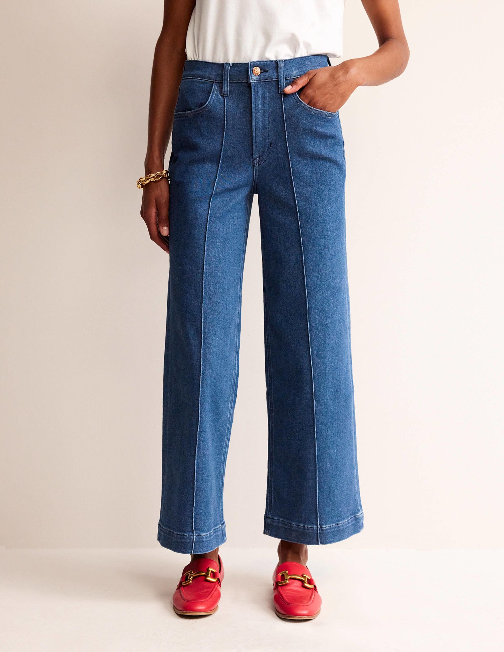 Wide Leg Seam Jeans-Vintage Blue - Image 4