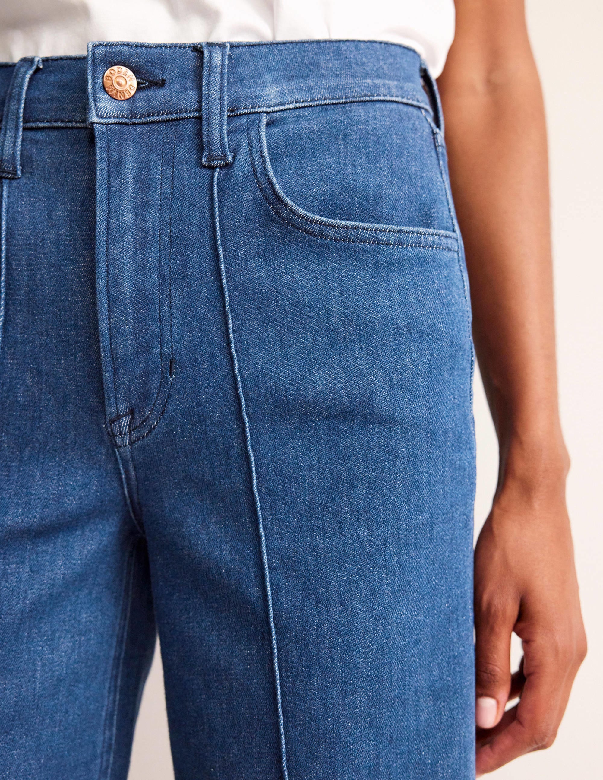 Wide Leg Seam Jeans-Vintage Blue - Image 5