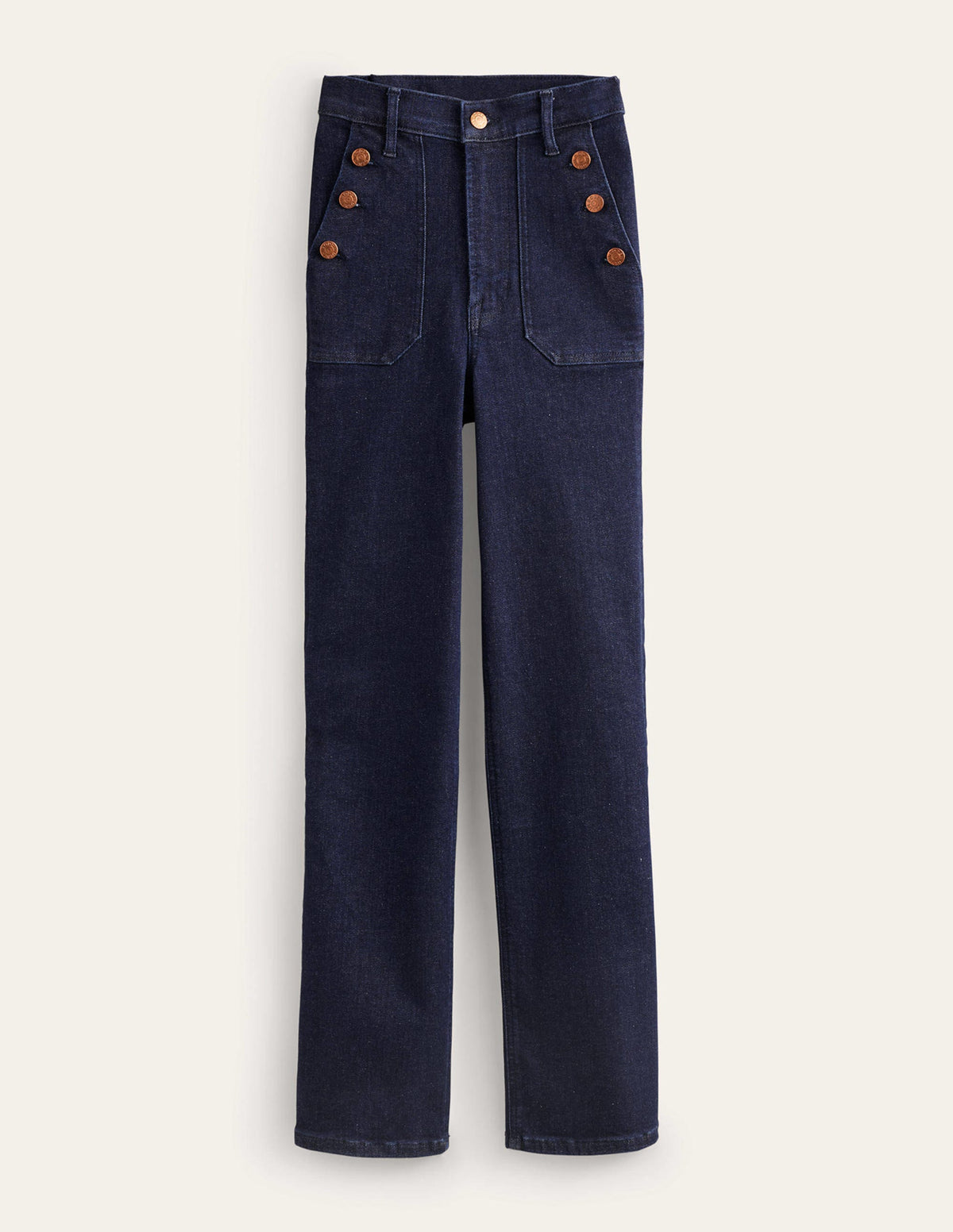 Button Detail Straight Jeans-Indigo Rinse - Image 6