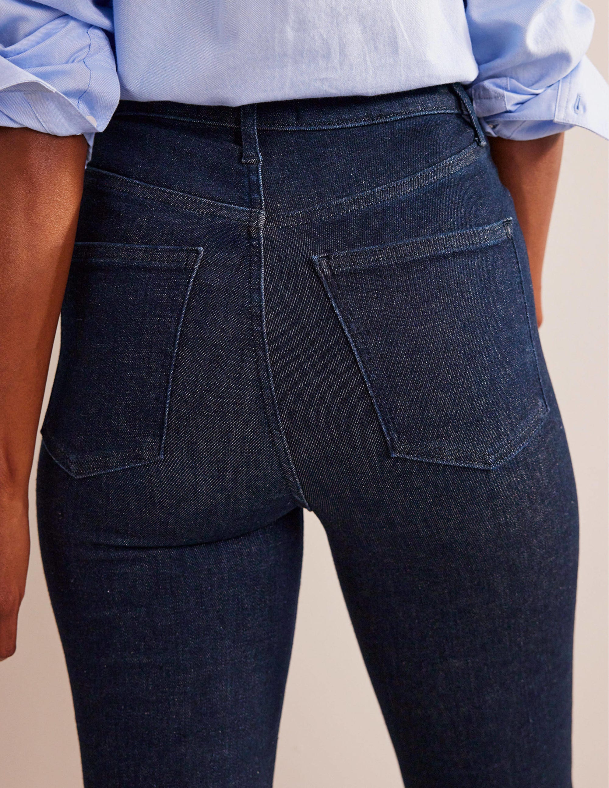 Button Detail Straight Jeans-Indigo Rinse - Image 2