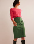 Utility Pocket Midi Skirt-Winter Green