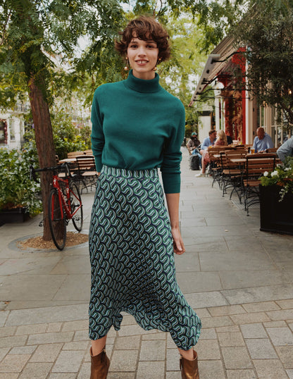 Cecelia Midi Skirt-Amazon Green, Ribbon Wave-5