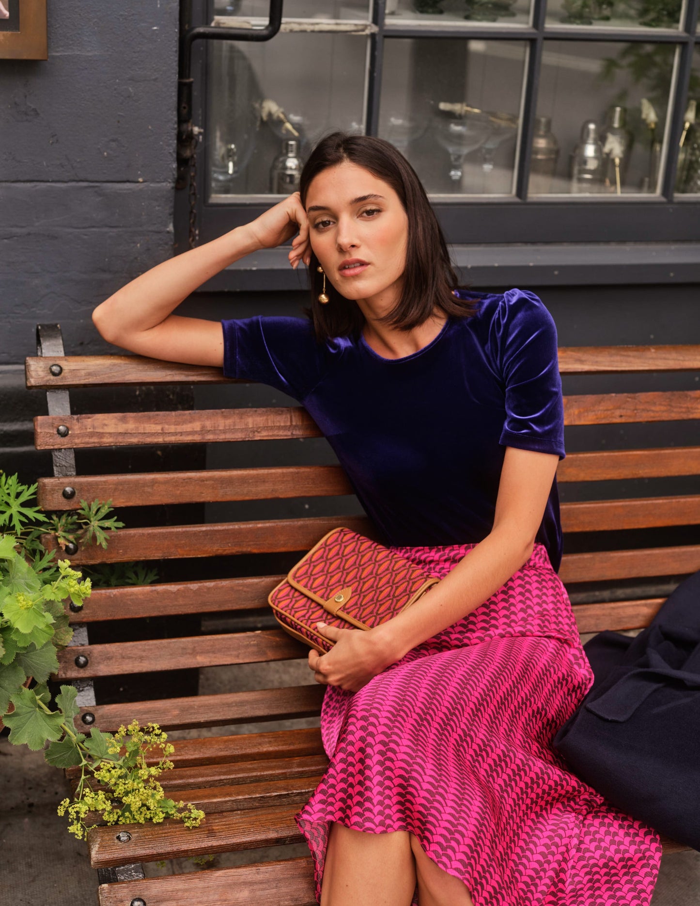Cecelia Midi Skirt-Vibrant Pink, Geo Fall