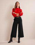 Wide-Leg Ponte Culottes-Black