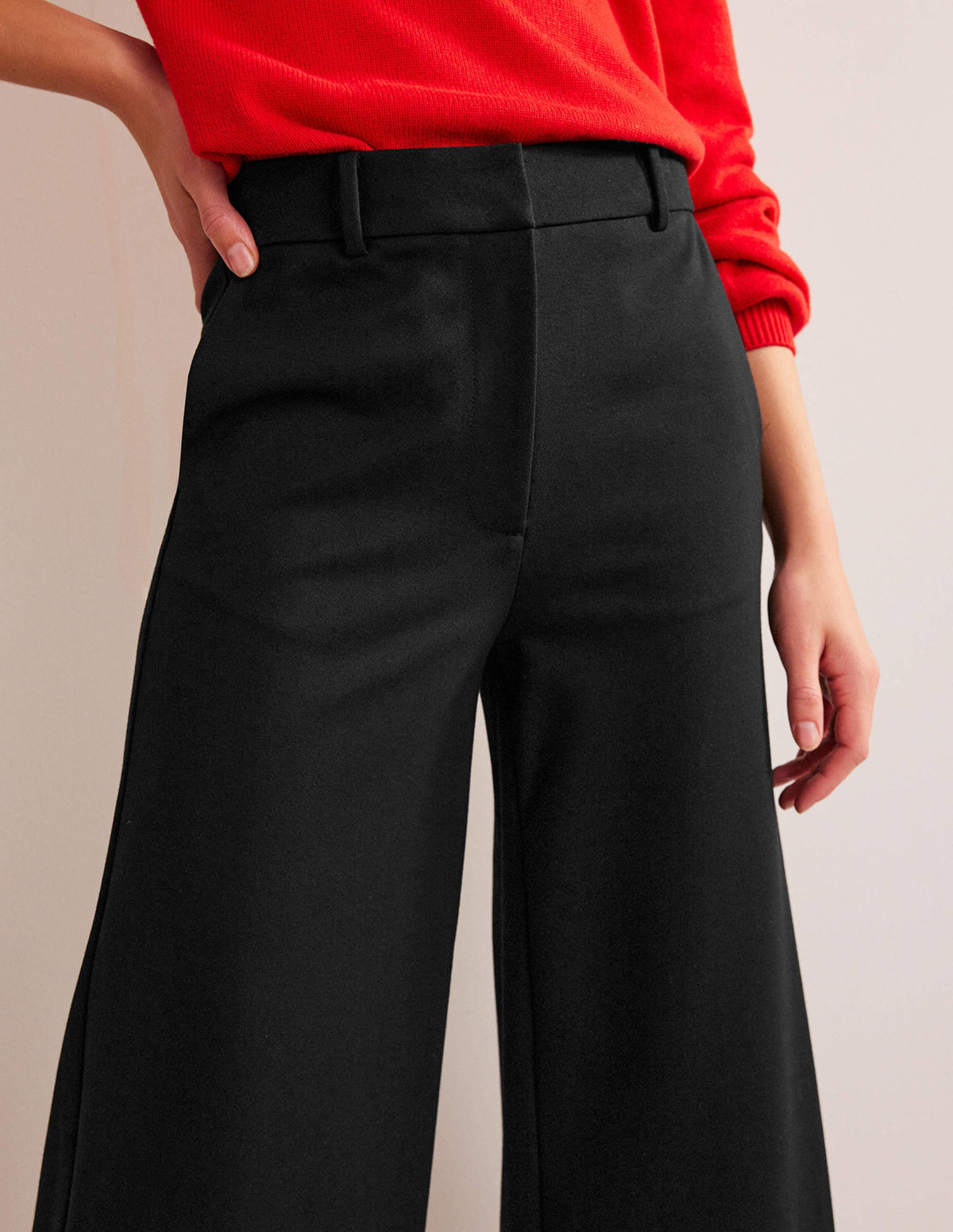 Wide-Leg Ponte Culottes-Black-2