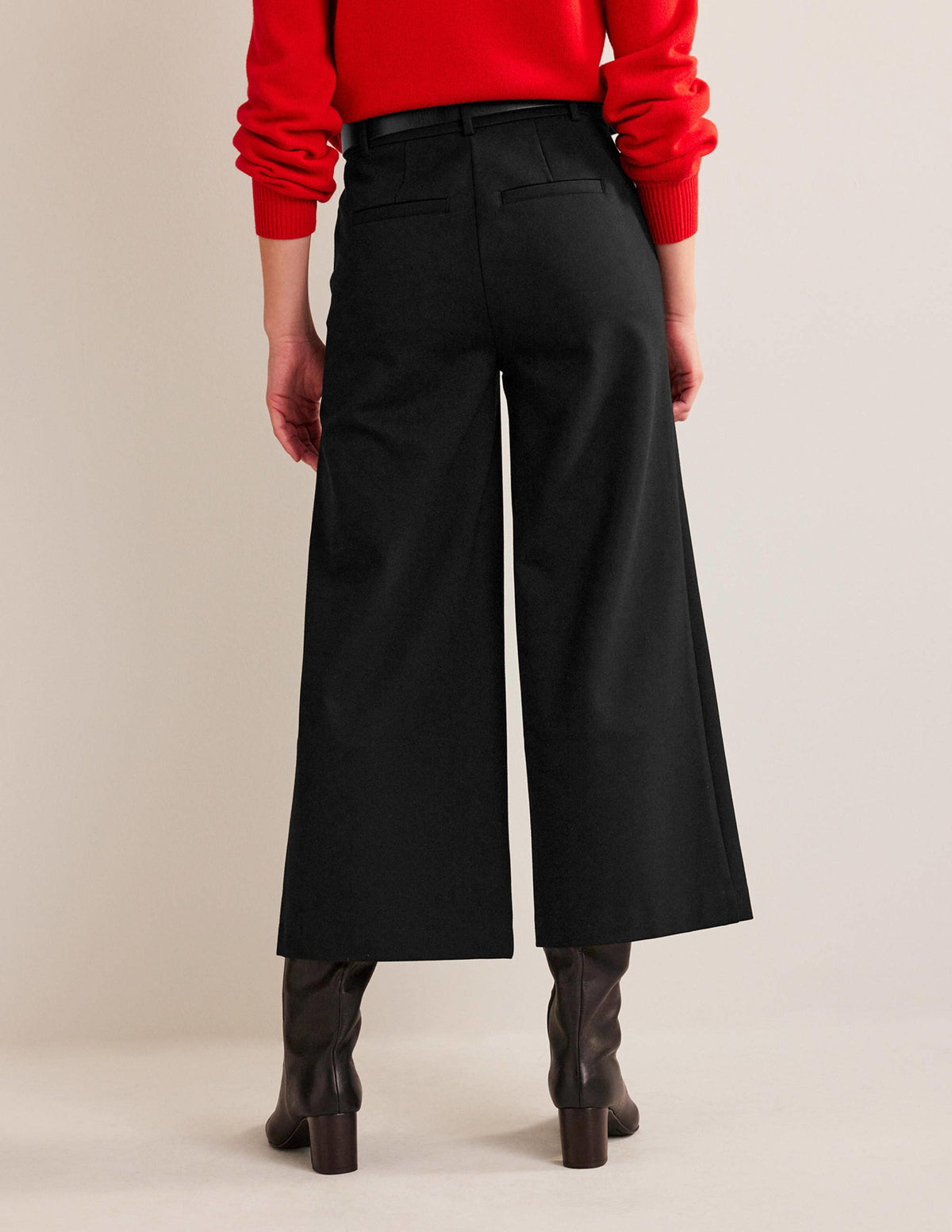 Wide-Leg Ponte Culottes-Black - Image 3