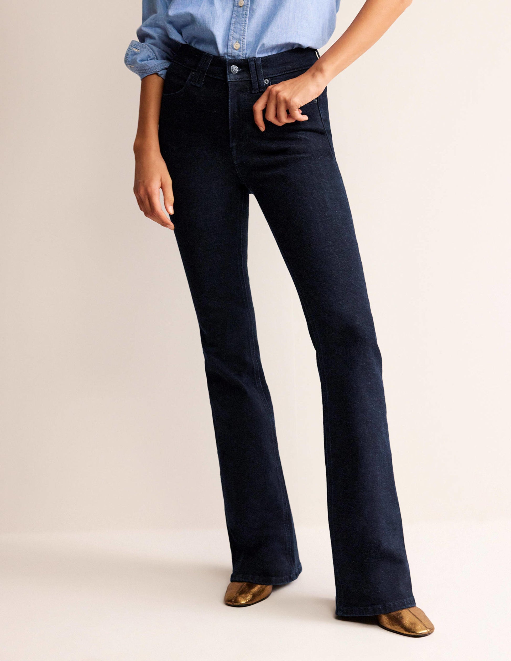 Mid Rise Slim Flare Jeans-Indigo Rinse-4