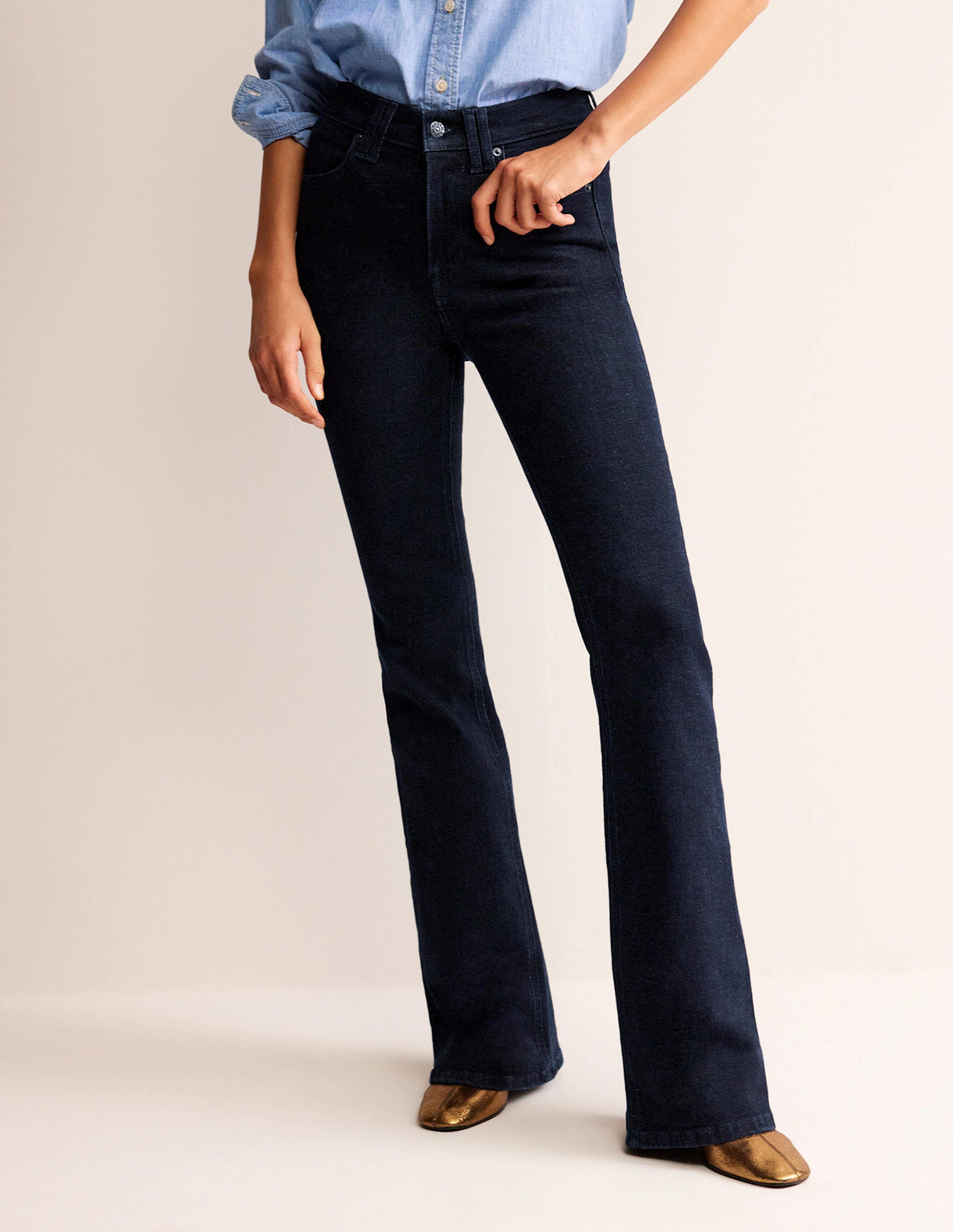 Mid Rise Slim Flare Jeans-Indigo Rinse - Image 4