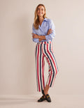 Striped Straight Jeans-Red/Blue Stripe