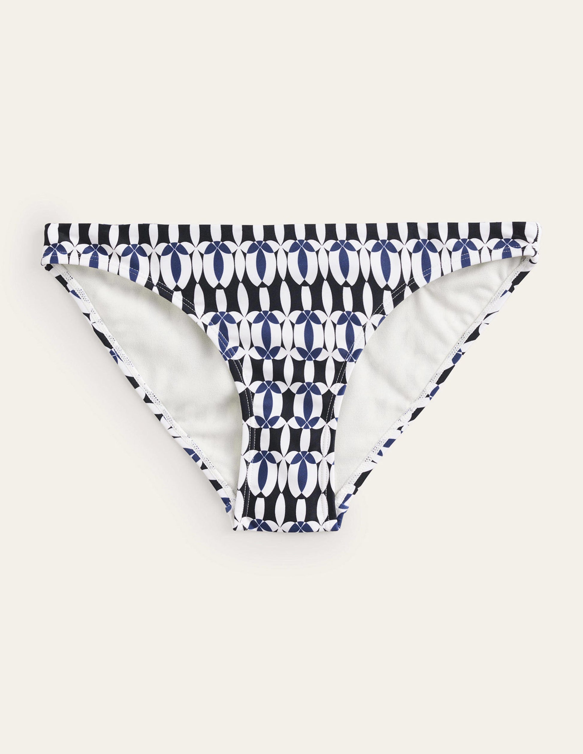 Classic Bikini Bottoms-Black, White Geo-5