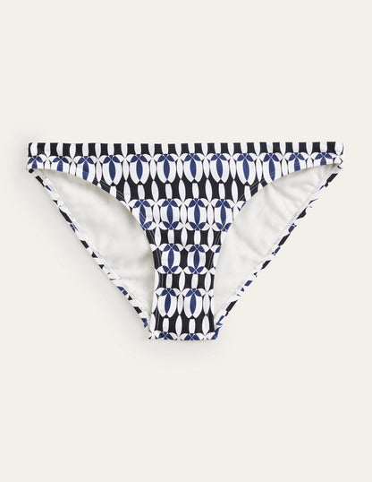Classic Bikini Bottoms-Black, White Geo-5