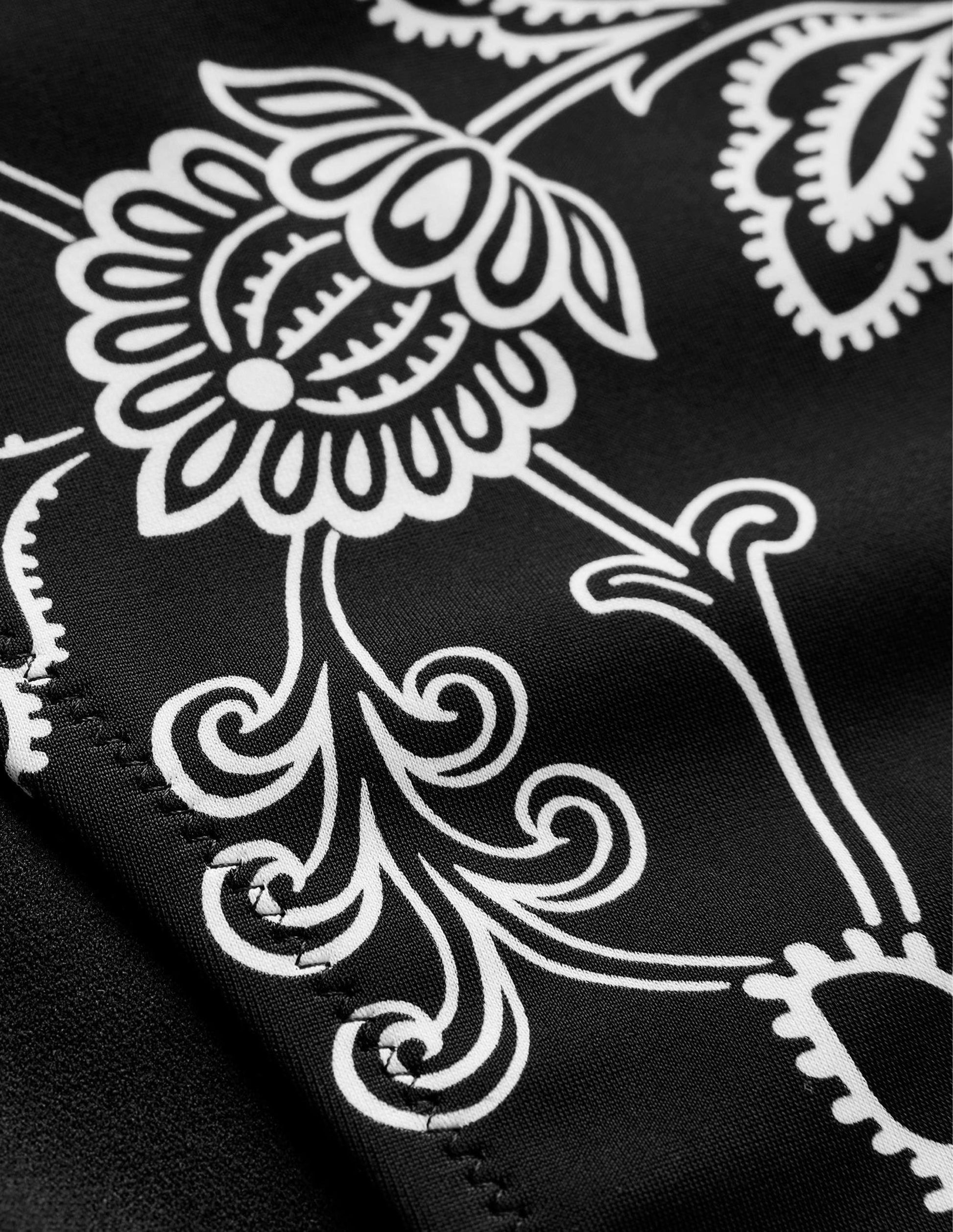 Tanga Bikini Bottoms-Black, White Floral-6
