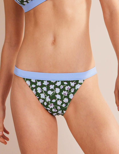 Tanga Bikini Bottoms-Winter Green, Blue Floral-4