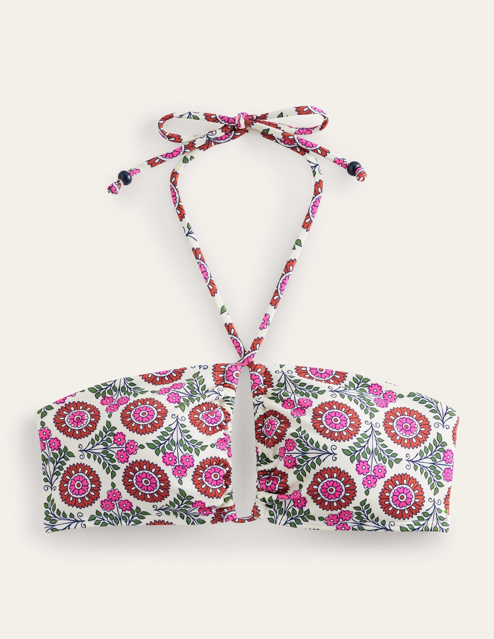 Halterneck Bandeau Bikini Top-Gin Fizz, Sunflower Sprig-6