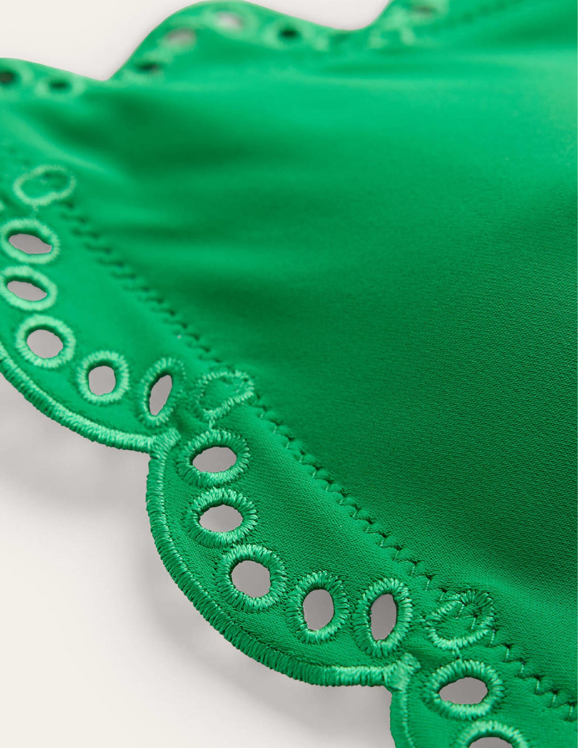Broderie Triangle Bikini Top-Green Pepper-6