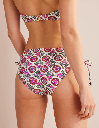 Ruched Bikini Bottoms-Gin Fizz, Sunflower Sprig-3