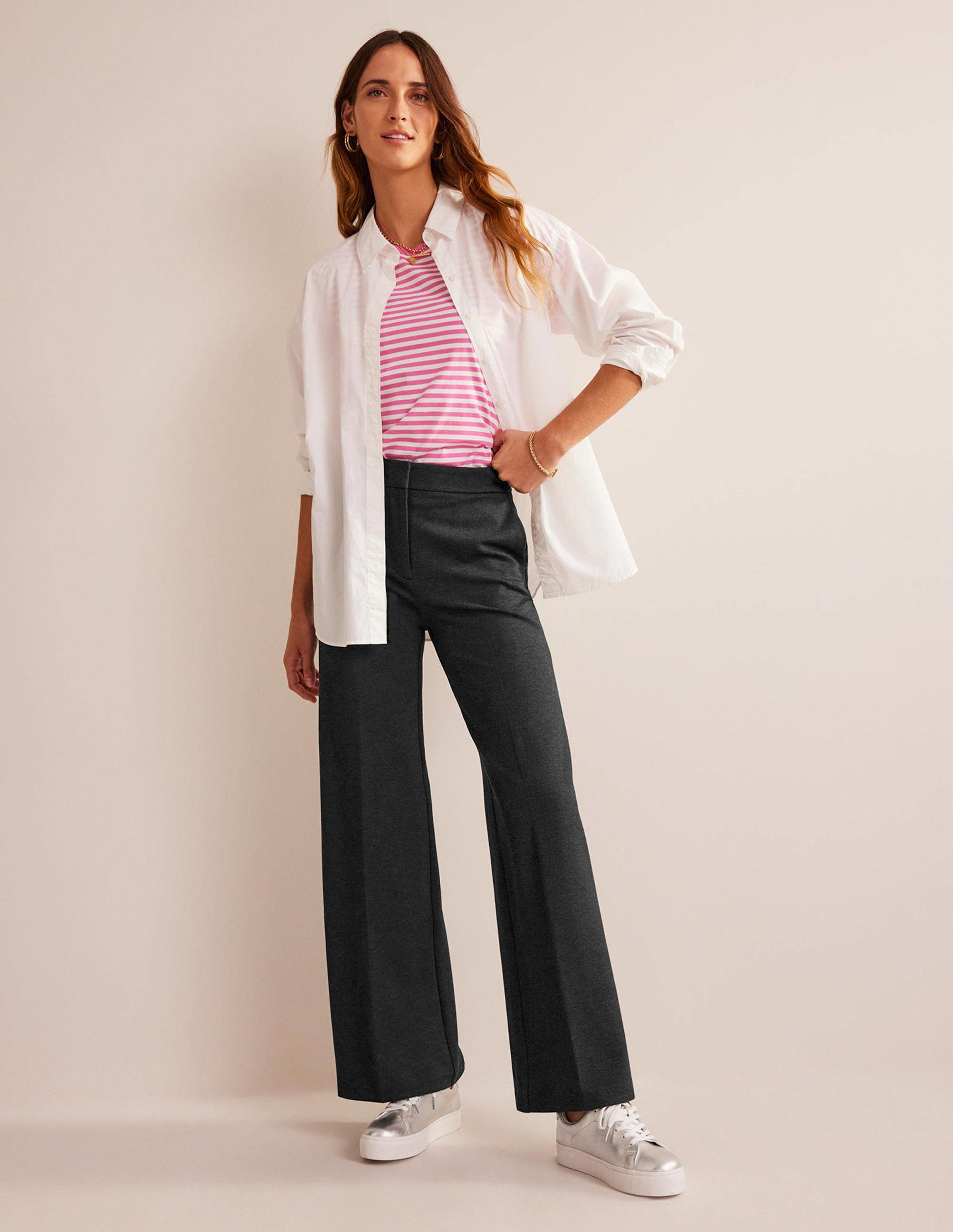 Westbourne Ponte Trousers-Charcoal Marl-1