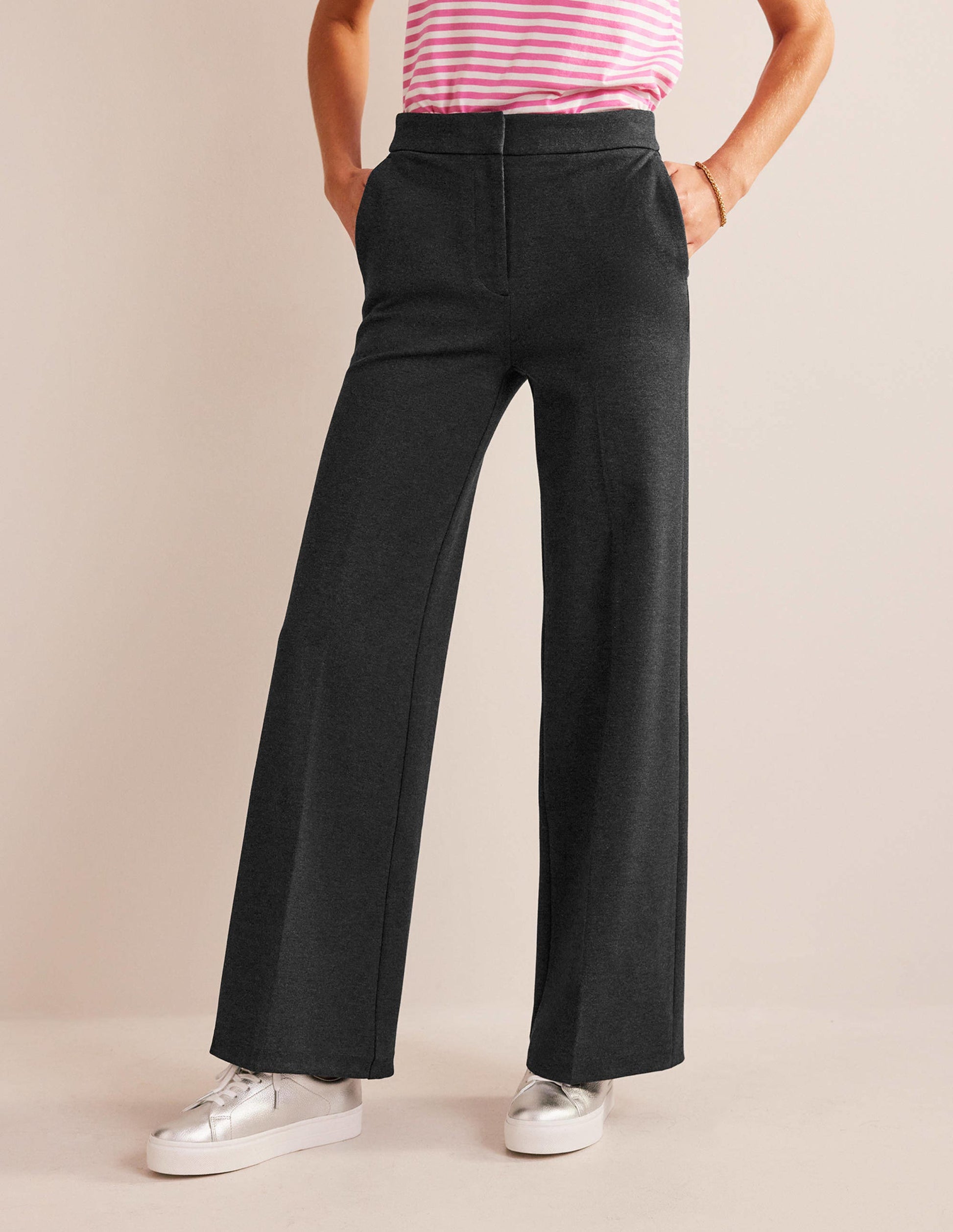 Westbourne Ponte Trousers-Charcoal Marl-4