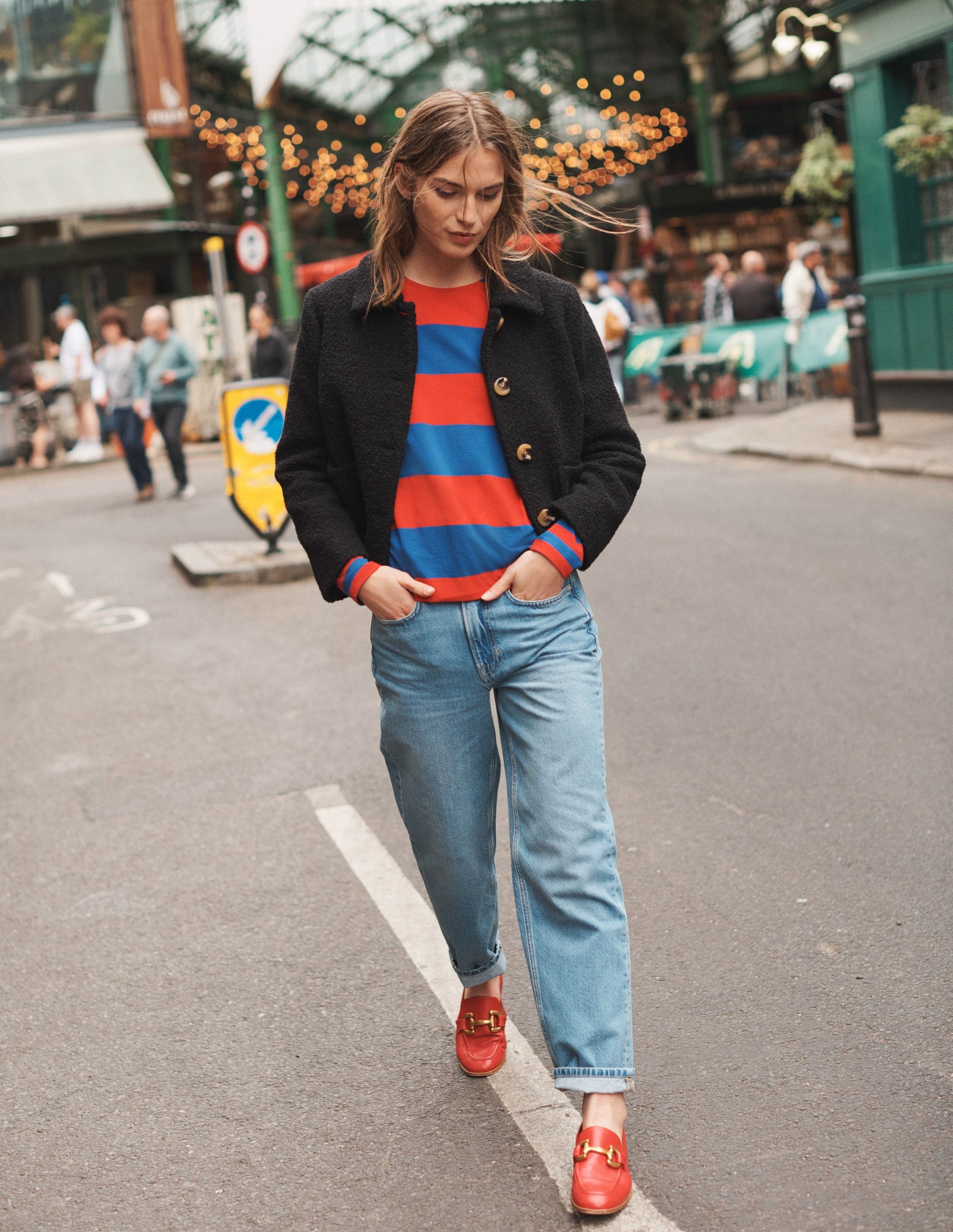 Bea Long Sleeve Breton-Dark Colbalt and Hot Pepper-7