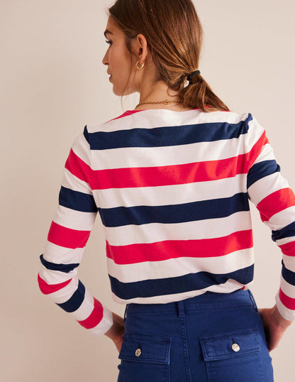 Bea Long Sleeve Breton-Cherry Red and Navy-3