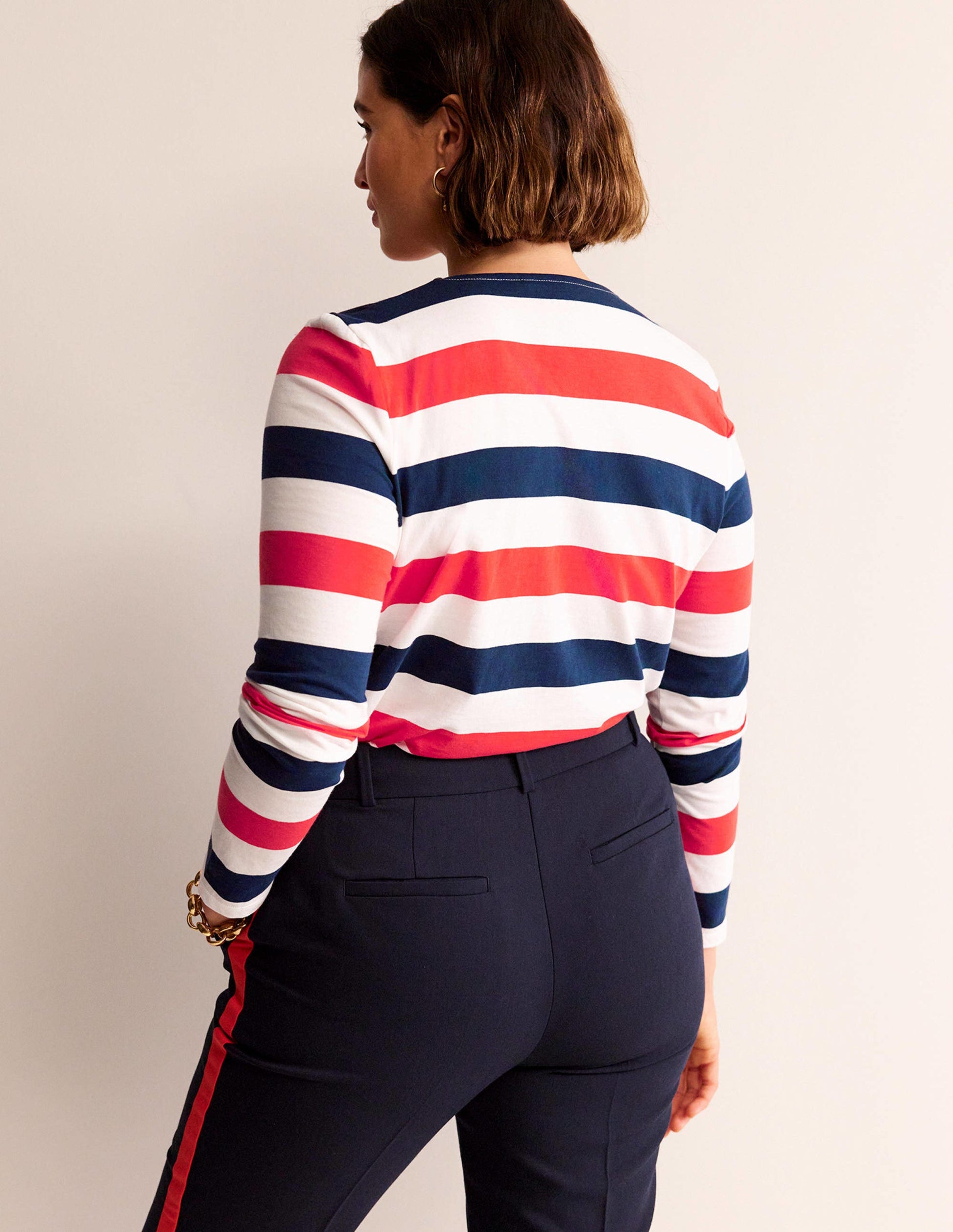 Bea Long Sleeve Breton-Cherry Red and Navy-6
