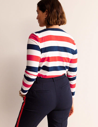 Bea Long Sleeve Breton-Cherry Red and Navy-6