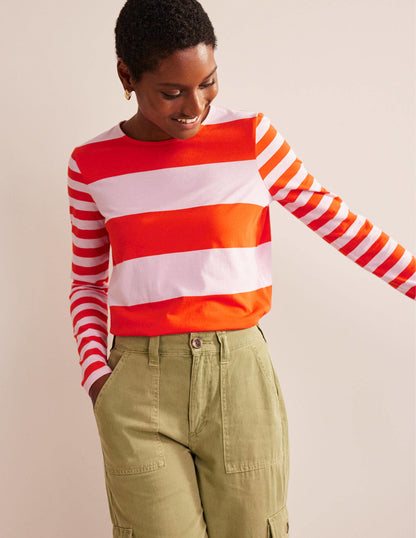 Bea Long Sleeve Breton-Orchid Pink and Fiesta-4