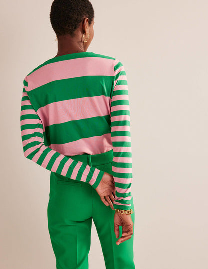 Bea Long Sleeve Breton-Pink, Green Hotch-3