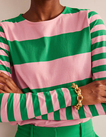 Bea Long Sleeve Breton-Pink, Green Hotch-4