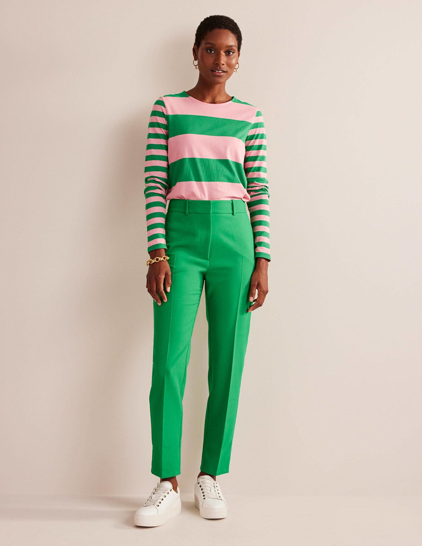 Bea Long Sleeve Breton-Pink, Green Hotch