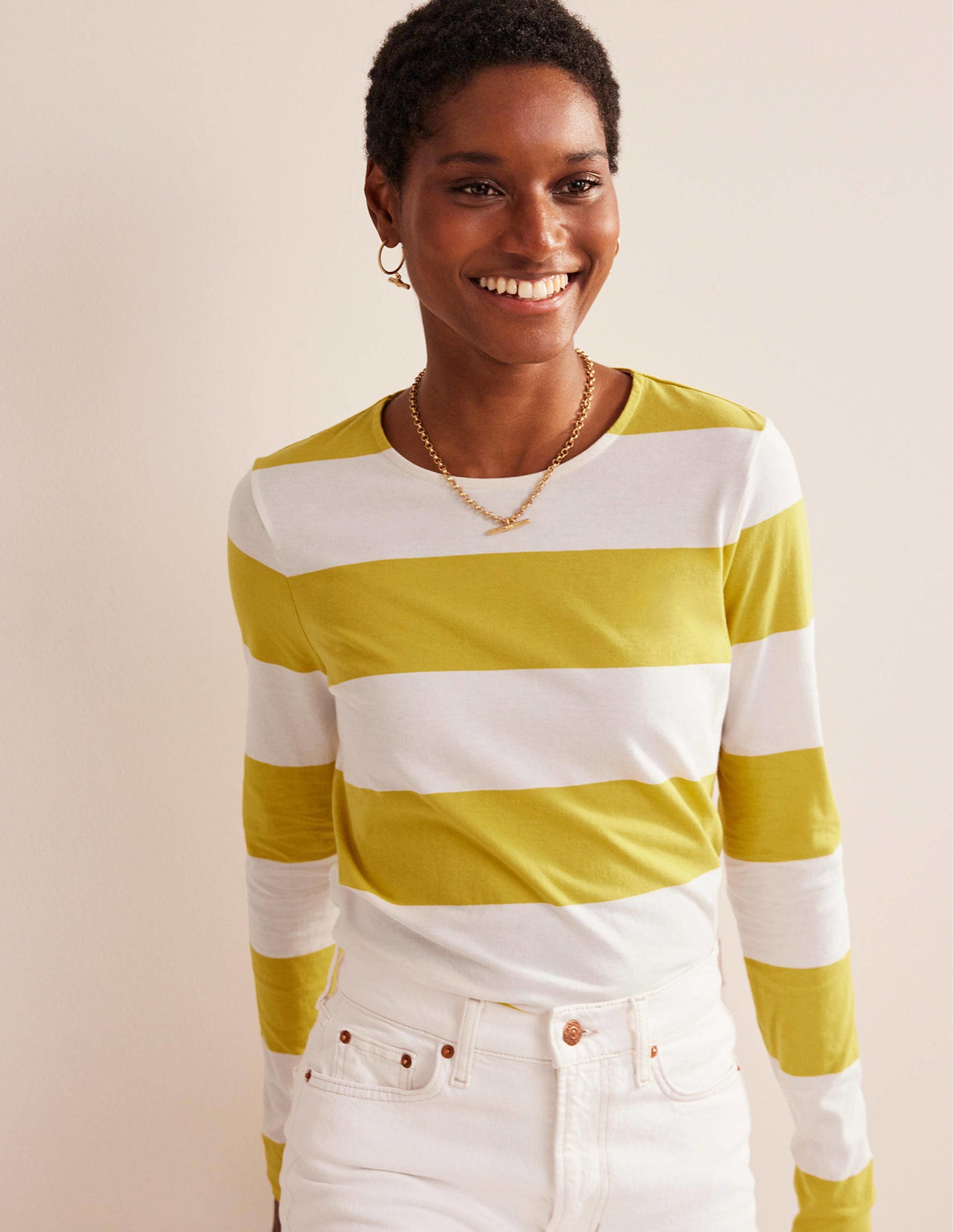 Bea Long Sleeve Breton-Ivory, Yellow-1