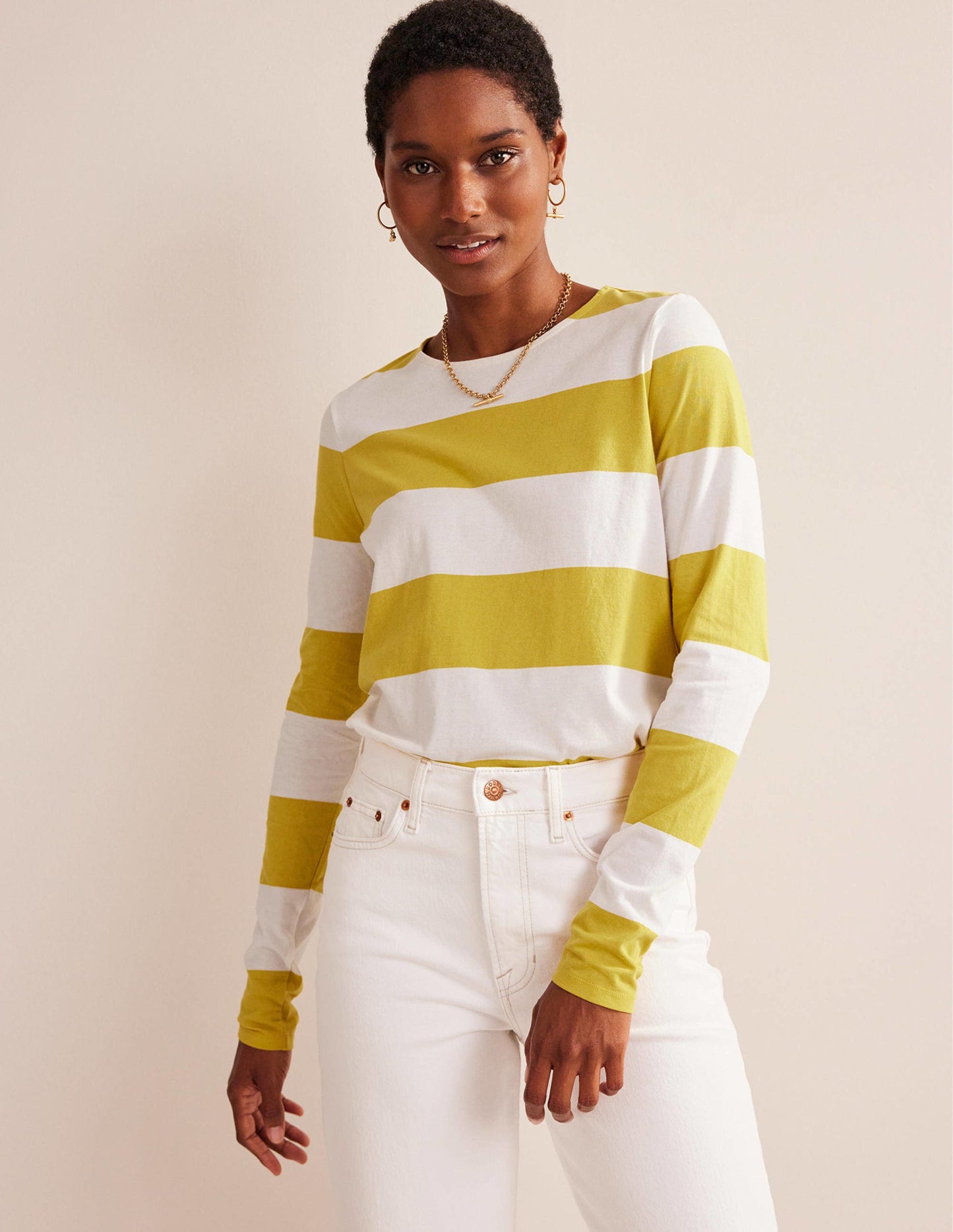 Bea Long Sleeve Breton-Ivory, Yellow