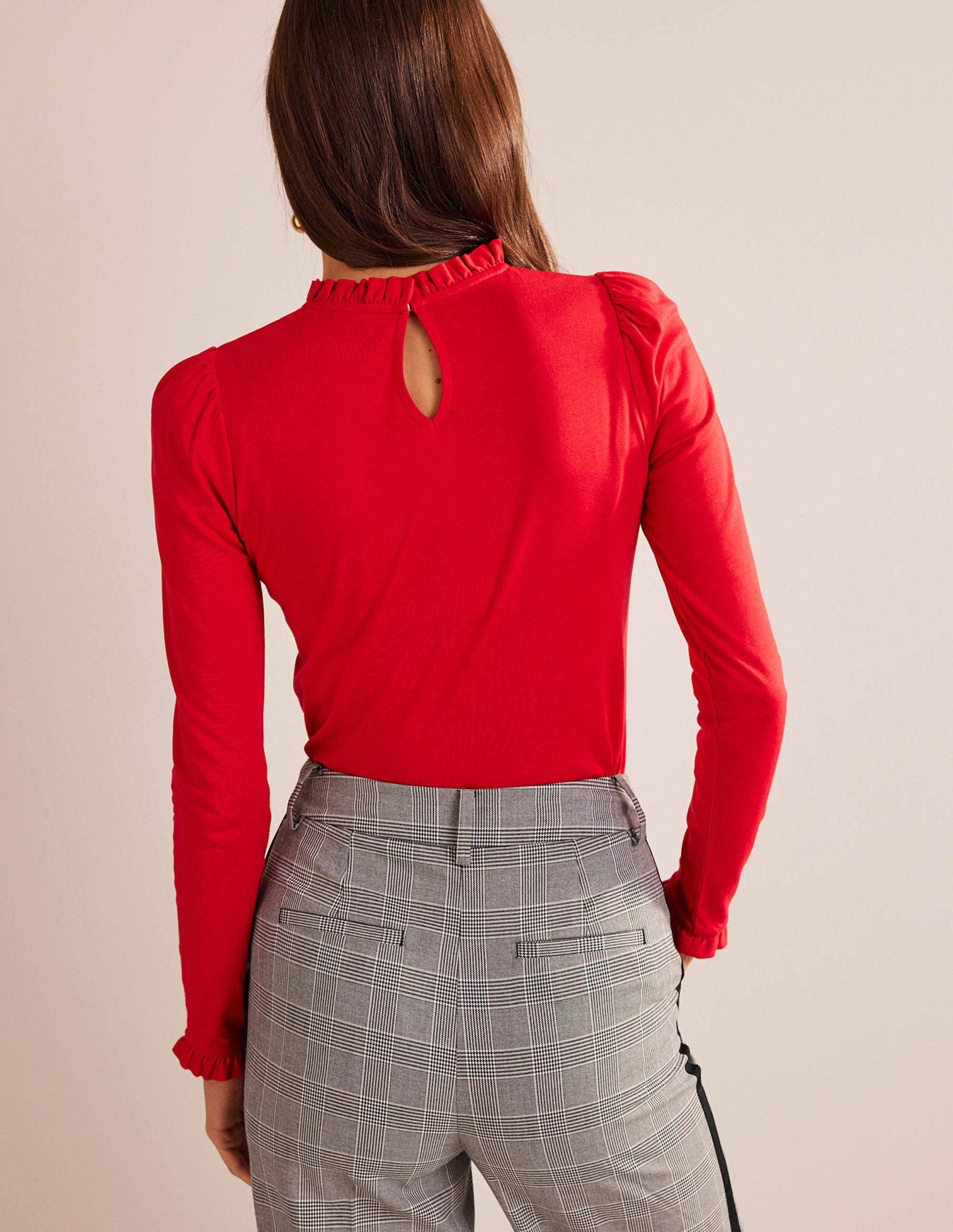 Supersoft Frill Detail Top-Salsa - Image 3