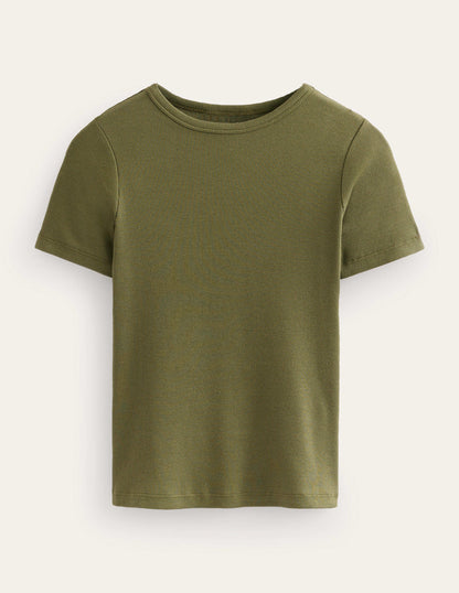 Cotton Ribbed T-Shirt-Spruce-5