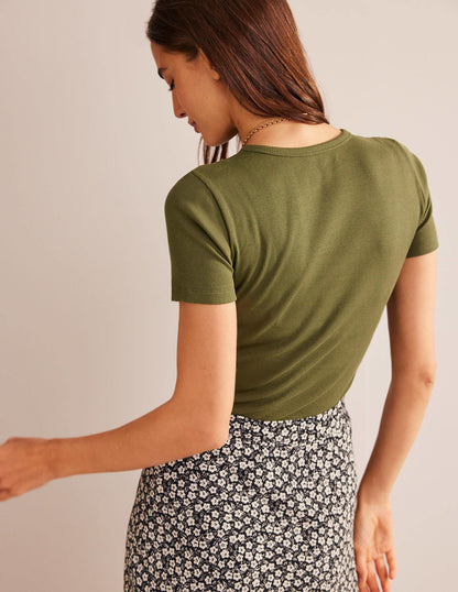 Cotton Ribbed T-Shirt-Spruce-3