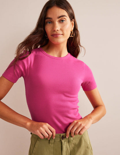 Cotton Ribbed T-Shirt-Cabaret Pink-1