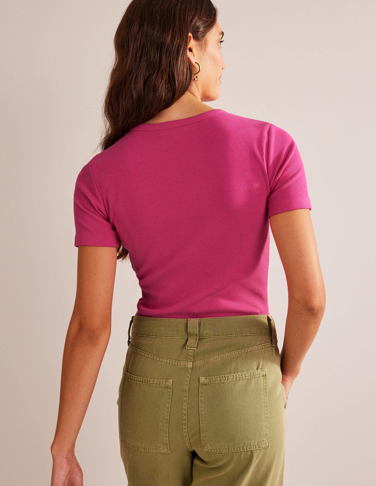 Cotton Ribbed T-Shirt-Cabaret Pink