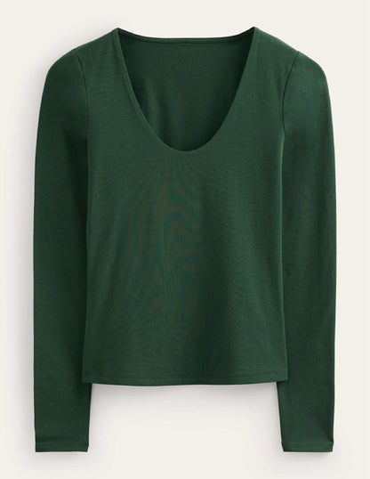 Double Layer Scoop Neck Top-Chatsworth Green-5