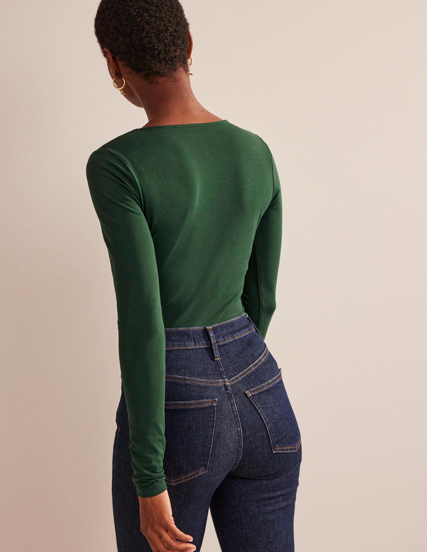 Double Layer Scoop Neck Top-Chatsworth Green