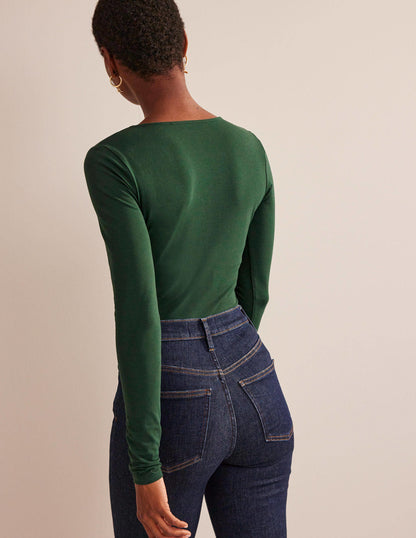 Double Layer Scoop Neck Top-Chatsworth Green-3