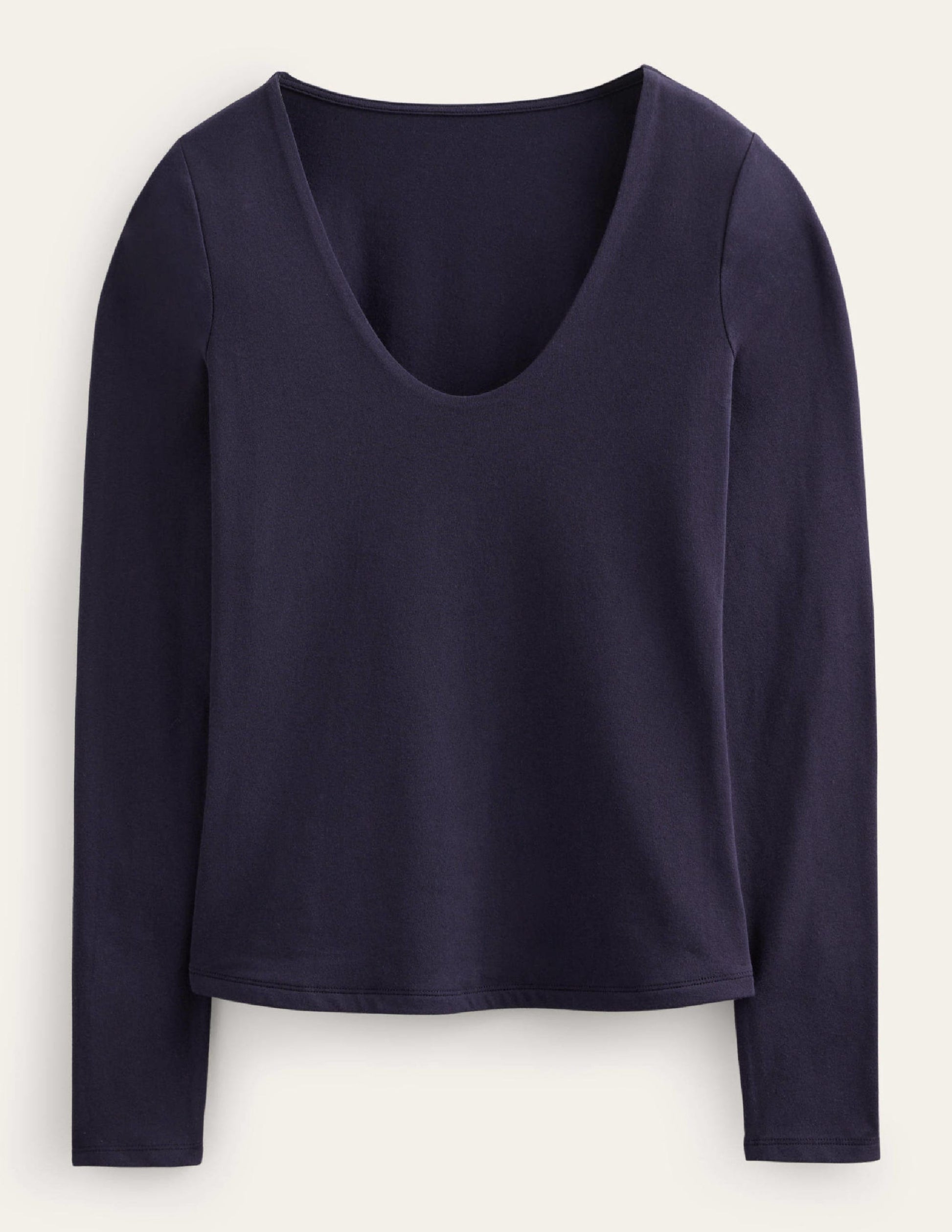Double Layer Scoop Neck Top-Navy-5