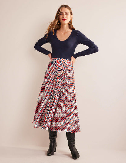 Double Layer Scoop Neck Top-Navy-4